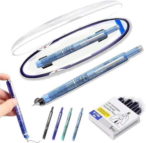 Figskey Protectivemethod Füllfederhalter, einziehbar, 0,38 mm, blaue und schwarze Tinte, mittlere Spitze, transparenter Schaft, inklusive 5 nachfüllbaren Tintenpatronen, für gleichmäßiges Schreiben Figskey Protectivemethod Füllfederhalter, einziehbar, 0,38 mm, blaue und schwarze Tinte, mittlere Spitze, transparenter Schaft, inklusive 5 nachfüllbaren Tintenpatronen, für gleichmäßiges Schreiben von Figskey