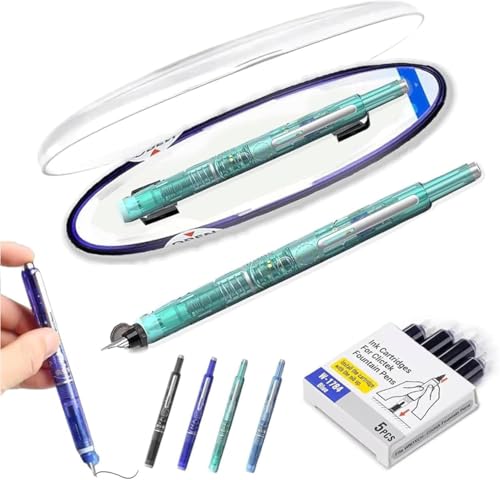 Figskey Protectivemethod Füllfederhalter, einziehbar, 0,38 mm, blaue und schwarze Tinte, mittlere Spitze, transparenter Schaft, inklusive 5 nachfüllbaren Tintenpatronen, für gleichmäßiges Schreiben Figskey Protectivemethod Füllfederhalter, einziehbar, 0,38 mm, blaue und schwarze Tinte, mittlere Spitze, transparenter Schaft, inklusive 5 nachfüllbaren Tintenpatronen, für gleichmäßiges Schreiben von Figskey