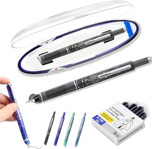Figskey Protectivmethode Einziehbarer Füllfederhalter 0,38 mm, blaue und schwarze Tinte Medium Feder, transparentes Fass, inklusive 5 nachfüllbaren Tintenpatronen, für reibungsloses Schreiben, kein Figskey Protectivmethode Einziehbarer Füllfederhalter 0,38 mm, blaue und schwarze Tinte Medium Feder, transparentes Fass, inklusive 5 nachfüllbaren Tintenpatronen, für reibungsloses Schreiben, kein von Figskey