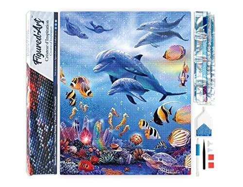 Figured'Art Diamond Painting Erwachsene 40x50cm Ganze Leinwand gerollt Delfine im Meer 5D Bilder Eckige Steine - DIY Set Basteln Figured'Art Diamond Painting Erwachsene 40x50cm Ganze Leinwand gerollt Delfine im Meer 5D Bilder Eckige Steine - DIY Set Basteln von Figured'Art