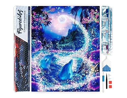 Figured'Art Diamond Painting Erwachsene 40x50cm Ganze Leinwand gerollt Delfine und verzauberter Fluss 5D Bilder Eckige Steine - DIY Set Basteln Figured'Art Diamond Painting Erwachsene 40x50cm Ganze Leinwand gerollt Delfine und verzauberter Fluss 5D Bilder Eckige Steine - DIY Set Basteln von Figured'Art