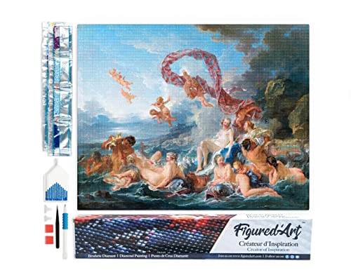 Figured'Art Diamond Painting Erwachsene 40x50cm Ganze Leinwand gerollt Der Triumph der Venus François Boucher 5D Bilder Eckige Steine - DIY Set Basteln von Figured'Art