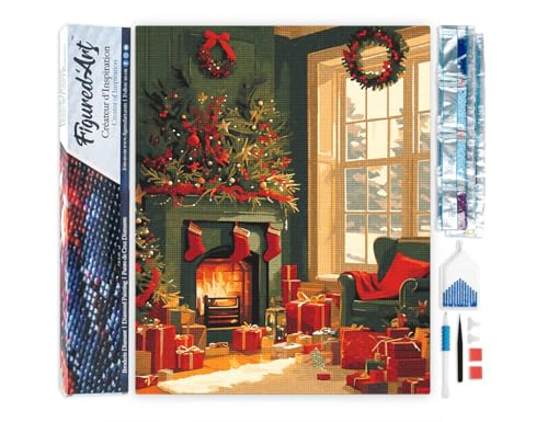 Figured'Art Diamond Painting Erwachsene 40x50cm Ganze Leinwand gerollt Festliche Kaminszene 5D Bilder Eckige Steine - DIY Set Basteln Figured'Art Diamond Painting Erwachsene 40x50cm Ganze Leinwand gerollt Festliche Kaminszene 5D Bilder Eckige Steine - DIY Set Basteln von Figured'Art