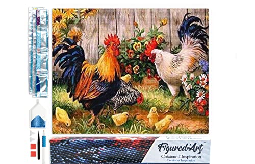 Figured'Art Diamond Painting Erwachsene 40x50cm Ganze Leinwand gerollt Hähne und Kücken 5D Bilder Eckige Steine - DIY Set Basteln Figured'Art Diamond Painting Erwachsene 40x50cm Ganze Leinwand gerollt Hähne und Kücken 5D Bilder Eckige Steine - DIY Set Basteln von Figured'Art