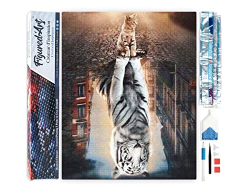 Figured'Art Diamond Painting Erwachsene 40x50cm Ganze Leinwand gerollt Katze Spiegelung in der Stadt 5D Bilder Eckige Steine - DIY Set Basteln Figured'Art Diamond Painting Erwachsene 40x50cm Ganze Leinwand gerollt Katze Spiegelung in der Stadt 5D Bilder Eckige Steine - DIY Set Basteln von Figured'Art