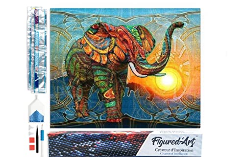 Figured'Art Diamond Painting Erwachsene 40x50cm Ganze Leinwand gerollt Künstlerischer Elefant 5D Bilder Eckige Steine - DIY Set Basteln Figured'Art Diamond Painting Erwachsene 40x50cm Ganze Leinwand gerollt Künstlerischer Elefant 5D Bilder Eckige Steine - DIY Set Basteln von Figured'Art
