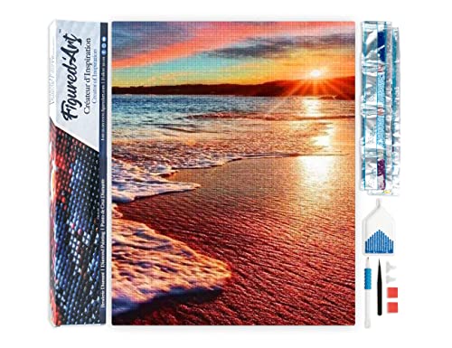 Figured'Art Diamond Painting Erwachsene 40x50cm Ganze Leinwand gerollt Meeresschaum 5D Bilder Eckige Steine - DIY Set Basteln von Figured'Art