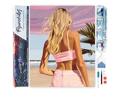 Figured'Art Diamond Painting Erwachsene 40x50cm Ganze Leinwand gerollt Schönheit in der Dämmerung 5D Bilder Eckige Steine - DIY Set Basteln von Figured'Art