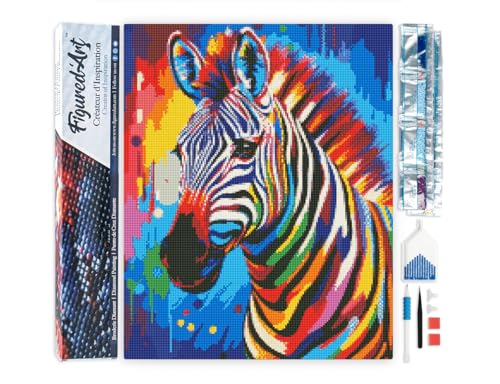 Figured'Art Diamond Painting Erwachsene 40x50cm Ganze Leinwand gerollt Zebra Farbenfroh Abstrakt 5D Bilder Eckige Steine - DIY Set Basteln Figured'Art Diamond Painting Erwachsene 40x50cm Ganze Leinwand gerollt Zebra Farbenfroh Abstrakt 5D Bilder Eckige Steine - DIY Set Basteln von Figured'Art