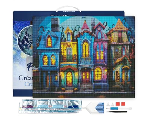 Figured'Art Diamond Painting Erwachsene 40x50cm Mit Rahmen Ganze Leinwand gespannt Bunte Gotische Häuser 5D Bilder Eckige Steine - DIY Set Basteln Figured'Art Diamond Painting Erwachsene 40x50cm Mit Rahmen Ganze Leinwand gespannt Bunte Gotische Häuser 5D Bilder Eckige Steine - DIY Set Basteln von Figured'Art