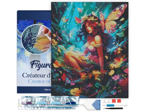 Figured'Art Diamond Painting Erwachsene 40x50cm Mit Rahmen Ganze Leinwand gespannt Fee und Schmetterlinge 5D Bilder Eckige Steine - DIY Set Basteln Figured'Art Diamond Painting Erwachsene 40x50cm Mit Rahmen Ganze Leinwand gespannt Fee und Schmetterlinge 5D Bilder Eckige Steine - DIY Set Basteln von Figured'Art