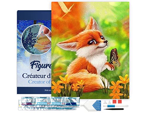 Figured'Art Diamond Painting Erwachsene 40x50cm Mit Rahmen Ganze Leinwand gespannt Fuchs und Schmetterling 5D Bilder Eckige Steine - DIY Set Basteln Figured'Art Diamond Painting Erwachsene 40x50cm Mit Rahmen Ganze Leinwand gespannt Fuchs und Schmetterling 5D Bilder Eckige Steine - DIY Set Basteln von Figured'Art