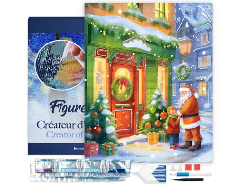 Figured'Art Diamond Painting Erwachsene 40x50cm Mit Rahmen Ganze Leinwand gespannt Gruß vom Weihnachtsmann 5D Bilder Eckige Steine - DIY Set Basteln Figured'Art Diamond Painting Erwachsene 40x50cm Mit Rahmen Ganze Leinwand gespannt Gruß vom Weihnachtsmann 5D Bilder Eckige Steine - DIY Set Basteln von Figured'Art
