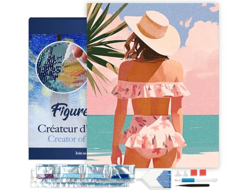 Figured'Art Diamond Painting Erwachsene 40x50cm Mit Rahmen Ganze Leinwand gespannt Sommerschönheit 5D Bilder Eckige Steine - DIY Set Basteln von Figured'Art