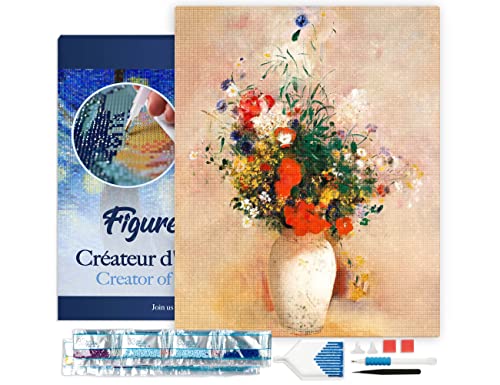 Figured'Art Diamond Painting Erwachsene 40x50cm Mit Rahmen Ganze Leinwand gespannt Vase mit Blumen Odilon Redon 5D Bilder Eckige Steine - DIY Set Basteln Figured'Art Diamond Painting Erwachsene 40x50cm Mit Rahmen Ganze Leinwand gespannt Vase mit Blumen Odilon Redon 5D Bilder Eckige Steine - DIY Set Basteln von Figured'Art