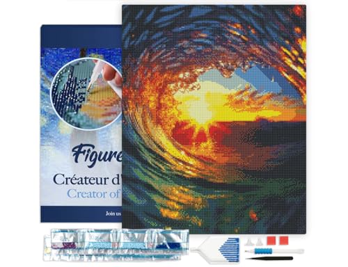 Figured'Art Diamond Painting Erwachsene 40x50cm Mit Rahmen Ganze Leinwand gespannt Welle und Sonnenuntergang 5D Bilder Eckige Steine - DIY Set Basteln Figured'Art Diamond Painting Erwachsene 40x50cm Mit Rahmen Ganze Leinwand gespannt Welle und Sonnenuntergang 5D Bilder Eckige Steine - DIY Set Basteln von Figured'Art