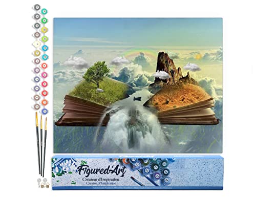 Figured'Art Malen Nach Zahlen Erwachsene Buch Landschaft - Paint by Numbers Basteln DIY Bastelset 40x50cm ohne Holzrahmen von Figured'Art