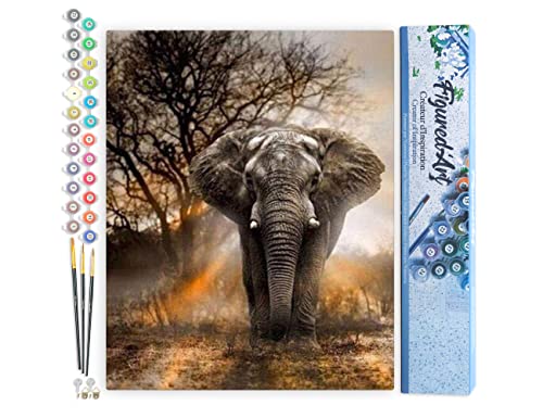 Figured'Art Malen Nach Zahlen Erwachsene Einsamer Elefant - Paint by Numbers Basteln DIY Bastelset 40x50cm ohne Holzrahmen Figured'Art Malen Nach Zahlen Erwachsene Einsamer Elefant - Paint by Numbers Basteln DIY Bastelset 40x50cm ohne Holzrahmen von Figured'Art