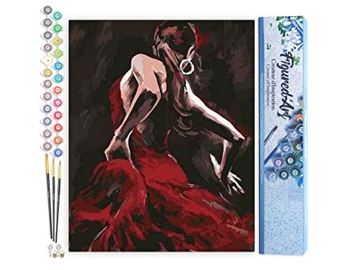 Figured'Art Malen Nach Zahlen Erwachsene Flamenco Tänzer - Paint by Numbers Basteln DIY Bastelset 40x50cm ohne Holzrahmen von Figured'Art