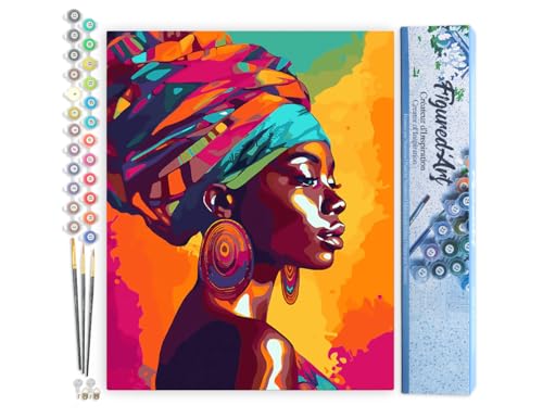 Figured'Art Malen Nach Zahlen Erwachsene Lebhafte Afrikanische Dame - Paint by Numbers Basteln DIY Bastelset 40x50cm ohne Holzrahmen Figured'Art Malen Nach Zahlen Erwachsene Lebhafte Afrikanische Dame - Paint by Numbers Basteln DIY Bastelset 40x50cm ohne Holzrahmen von Figured'Art