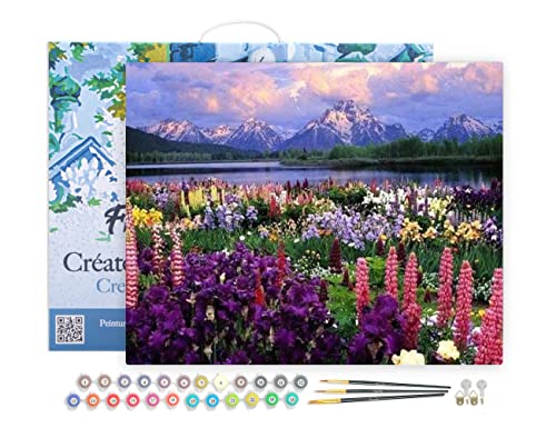 Figured'Art Malen Nach Zahlen Erwachsene Mit Rahmen Blumen und See am Fuße des Berges - Paint by Numbers Basteln DIY Bastelset 40x50cm - Leinwand gespannt auf Holzrahmen Figured'Art Malen Nach Zahlen Erwachsene Mit Rahmen Blumen und See am Fuße des Berges - Paint by Numbers Basteln DIY Bastelset 40x50cm - Leinwand gespannt auf Holzrahmen von Figured'Art