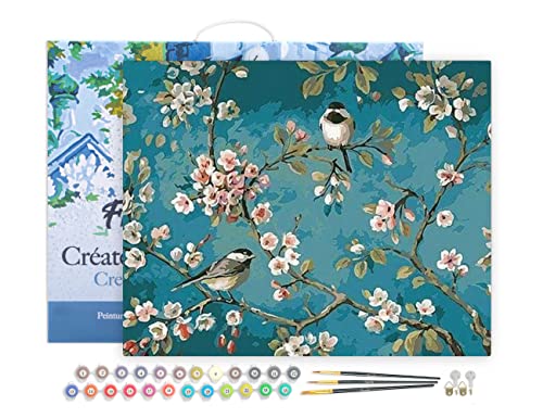 Figured'Art Malen Nach Zahlen Erwachsene Mit Rahmen Blumen und Vögel 2 - Paint by Numbers Basteln DIY Bastelset 40x50cm Leinwand gespannt auf Holzrahmen Figured'Art Malen Nach Zahlen Erwachsene Mit Rahmen Blumen und Vögel 2 - Paint by Numbers Basteln DIY Bastelset 40x50cm Leinwand gespannt auf Holzrahmen von Figured'Art