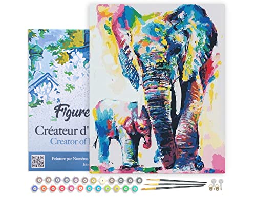 Figured'Art Malen Nach Zahlen Erwachsene Mit Rahmen Elefanten Aquarell - Paint by Numbers Basteln DIY Bastelset 40x50cm Leinwand gespannt auf Holzrahmen Figured'Art Malen Nach Zahlen Erwachsene Mit Rahmen Elefanten Aquarell - Paint by Numbers Basteln DIY Bastelset 40x50cm Leinwand gespannt auf Holzrahmen von Figured'Art