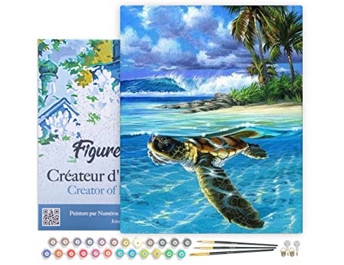 Figured'Art Malen Nach Zahlen Erwachsene Mit Rahmen Entspannte Schildkröte - Paint by Numbers Basteln DIY Bastelset 40x50cm Leinwand gespannt auf Holzrahmen Figured'Art Malen Nach Zahlen Erwachsene Mit Rahmen Entspannte Schildkröte - Paint by Numbers Basteln DIY Bastelset 40x50cm Leinwand gespannt auf Holzrahmen von Figured'Art