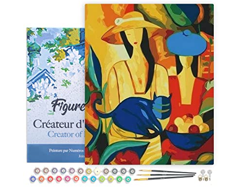 Figured'Art Malen Nach Zahlen Erwachsene Mit Rahmen Frauen und blaue Katze - Paint by Numbers Basteln DIY Bastelset 40x50cm Leinwand gespannt auf Holzrahmen Figured'Art Malen Nach Zahlen Erwachsene Mit Rahmen Frauen und blaue Katze - Paint by Numbers Basteln DIY Bastelset 40x50cm Leinwand gespannt auf Holzrahmen von Figured'Art