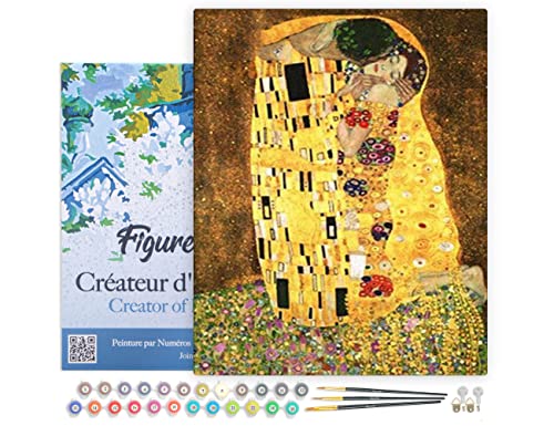 Figured'Art Malen Nach Zahlen Erwachsene Mit Rahmen Klimt - Der Kuss - Paint by Numbers Basteln DIY Bastelset 40x50cm Leinwand gespannt auf Holzrahmen Figured'Art Malen Nach Zahlen Erwachsene Mit Rahmen Klimt - Der Kuss - Paint by Numbers Basteln DIY Bastelset 40x50cm Leinwand gespannt auf Holzrahmen von Figured'Art