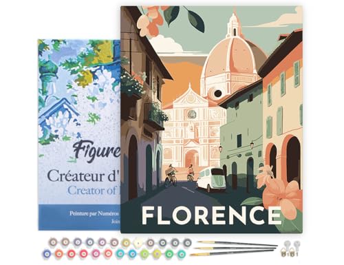 Figured'Art Malen Nach Zahlen Erwachsene Mit Rahmen Reiseplakat Florenz - Paint by Numbers Basteln DIY Bastelset 40x50cm - Leinwand gespannt auf Holzrahmen Figured'Art Malen Nach Zahlen Erwachsene Mit Rahmen Reiseplakat Florenz - Paint by Numbers Basteln DIY Bastelset 40x50cm - Leinwand gespannt auf Holzrahmen von Figured'Art