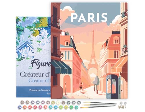 Figured'Art Malen Nach Zahlen Erwachsene Mit Rahmen Reiseplakat Paris I - Paint by Numbers Basteln DIY Bastelset 40x50cm - Leinwand gespannt auf Holzrahmen Figured'Art Malen Nach Zahlen Erwachsene Mit Rahmen Reiseplakat Paris I - Paint by Numbers Basteln DIY Bastelset 40x50cm - Leinwand gespannt auf Holzrahmen von Figured'Art