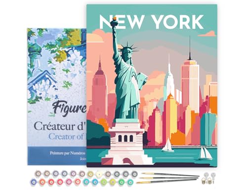 Figured'Art Malen Nach Zahlen Erwachsene Mit Rahmen Reiseposter New York - Paint by Numbers Basteln DIY Bastelset 40x50cm - Leinwand gespannt auf Holzrahmen Figured'Art Malen Nach Zahlen Erwachsene Mit Rahmen Reiseposter New York - Paint by Numbers Basteln DIY Bastelset 40x50cm - Leinwand gespannt auf Holzrahmen von Figured'Art