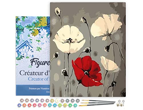 Figured'Art Malen Nach Zahlen Erwachsene Mit Rahmen Rote und weiße Blumen - Paint by Numbers Basteln DIY Bastelset 40x50cm Leinwand gespannt auf Holzrahmen Figured'Art Malen Nach Zahlen Erwachsene Mit Rahmen Rote und weiße Blumen - Paint by Numbers Basteln DIY Bastelset 40x50cm Leinwand gespannt auf Holzrahmen von Figured'Art