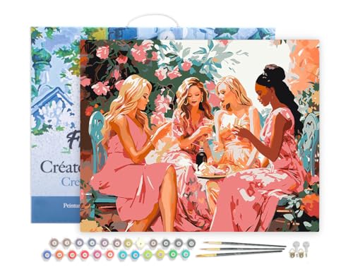 Figured'Art Malen Nach Zahlen Erwachsene Mit Rahmen Toast der Divas im Garten - Paint by Numbers Basteln DIY Bastelset 40x50cm - Leinwand gespannt auf Holzrahmen Figured'Art Malen Nach Zahlen Erwachsene Mit Rahmen Toast der Divas im Garten - Paint by Numbers Basteln DIY Bastelset 40x50cm - Leinwand gespannt auf Holzrahmen von Figured'Art