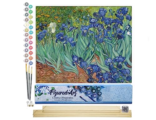Figured'Art Malen Nach Zahlen Erwachsene Mit Rahmen Van Gogh Iris - Paint by Numbers Basteln DIY Bastelset 40x50cm Mit Keilrahmen (nicht gespannt) von Figured'Art
