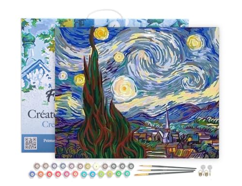 Figured'Art Malen Nach Zahlen Erwachsene Mit Rahmen Van Gogh Sternennacht - Paint by Numbers Basteln DIY Bastelset 40x50cm Leinwand gespannt auf Holzrahmen Figured'Art Malen Nach Zahlen Erwachsene Mit Rahmen Van Gogh Sternennacht - Paint by Numbers Basteln DIY Bastelset 40x50cm Leinwand gespannt auf Holzrahmen von Figured'Art