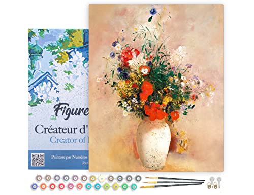 Figured'Art Malen Nach Zahlen Erwachsene Mit Rahmen Vase mit Blumen - Odilon Redon - Paint by Numbers Basteln DIY Bastelset 40x50cm Leinwand gespannt auf Holzrahmen Figured'Art Malen Nach Zahlen Erwachsene Mit Rahmen Vase mit Blumen - Odilon Redon - Paint by Numbers Basteln DIY Bastelset 40x50cm Leinwand gespannt auf Holzrahmen von Figured'Art