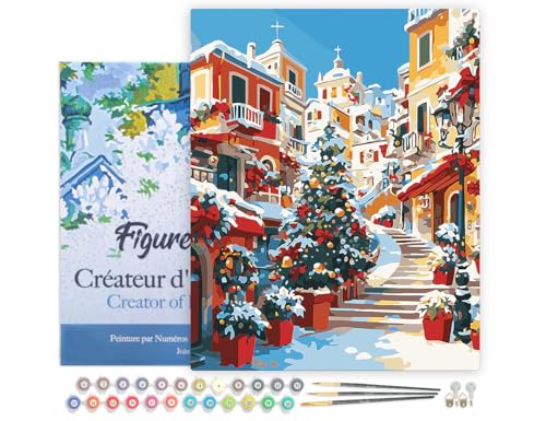Figured'Art Malen Nach Zahlen Erwachsene Mit Rahmen Weihnachtsdorf am Mittelmeer - Paint by Numbers Basteln DIY Bastelset 40x50cm - Leinwand gespannt auf Holzrahmen Figured'Art Malen Nach Zahlen Erwachsene Mit Rahmen Weihnachtsdorf am Mittelmeer - Paint by Numbers Basteln DIY Bastelset 40x50cm - Leinwand gespannt auf Holzrahmen von Figured'Art