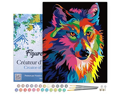 Figured'Art Malen Nach Zahlen Erwachsene Mit Rahmen Wolf Pop Art - Paint by Numbers Basteln DIY Bastelset 40x50cm - Leinwand gespannt auf Holzrahmen Figured'Art Malen Nach Zahlen Erwachsene Mit Rahmen Wolf Pop Art - Paint by Numbers Basteln DIY Bastelset 40x50cm - Leinwand gespannt auf Holzrahmen von Figured'Art