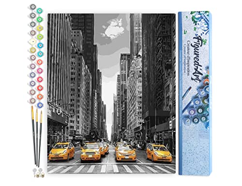 Figured'Art Malen Nach Zahlen Erwachsene Moderne Stadt und gelbe Taxis - Paint by Numbers Basteln DIY Bastelset 40x50cm ohne Holzrahmen Figured'Art Malen Nach Zahlen Erwachsene Moderne Stadt und gelbe Taxis - Paint by Numbers Basteln DIY Bastelset 40x50cm ohne Holzrahmen von Figured'Art