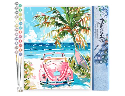 Figured'Art Malen Nach Zahlen Erwachsene Rosa Auto am Meer - Paint by Numbers Basteln DIY Bastelset 40x50cm ohne Holzrahmen Figured'Art Malen Nach Zahlen Erwachsene Rosa Auto am Meer - Paint by Numbers Basteln DIY Bastelset 40x50cm ohne Holzrahmen von Figured'Art