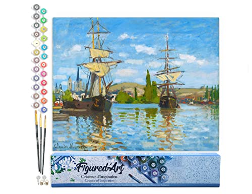 Figured'Art Malen Nach Zahlen Erwachsene Schiffe auf der seine in Rouen - Monet - Paint by Numbers Basteln DIY Bastelset 40x50cm ohne Holzrahmen Figured'Art Malen Nach Zahlen Erwachsene Schiffe auf der seine in Rouen - Monet - Paint by Numbers Basteln DIY Bastelset 40x50cm ohne Holzrahmen von Figured'Art