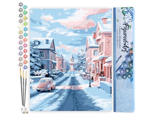 Figured'Art Malen Nach Zahlen Erwachsene Schneemorgen in der Stadt - Paint by Numbers Basteln DIY Bastelset 40x50cm ohne Holzrahmen Figured'Art Malen Nach Zahlen Erwachsene Schneemorgen in der Stadt - Paint by Numbers Basteln DIY Bastelset 40x50cm ohne Holzrahmen von Figured'Art