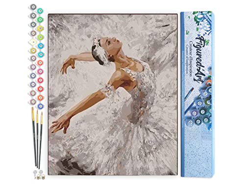 Figured'Art Malen Nach Zahlen Erwachsene Schöne Ballerina - Paint by Numbers Basteln DIY Bastelset 40x50cm ohne Holzrahmen von Figured'Art