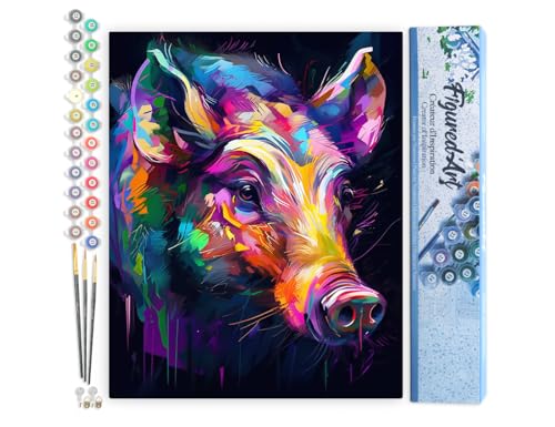 Figured'Art Malen Nach Zahlen Erwachsene Wildschwein Farbenfroh Abstrakt - Paint by Numbers Basteln DIY Bastelset 40x50cm ohne Holzrahmen Figured'Art Malen Nach Zahlen Erwachsene Wildschwein Farbenfroh Abstrakt - Paint by Numbers Basteln DIY Bastelset 40x50cm ohne Holzrahmen von Figured'Art