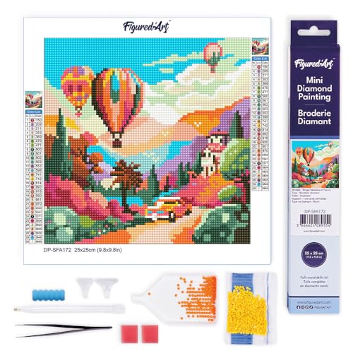 Figured'Art Mini Diamond Painting Erwachsene 25x25cm Ganze Leinwand gerollt Ballons über dem Tal 5D Bilder Runde Steine - DIY Set Basteln Figured'Art Mini Diamond Painting Erwachsene 25x25cm Ganze Leinwand gerollt Ballons über dem Tal 5D Bilder Runde Steine - DIY Set Basteln von Figured'Art