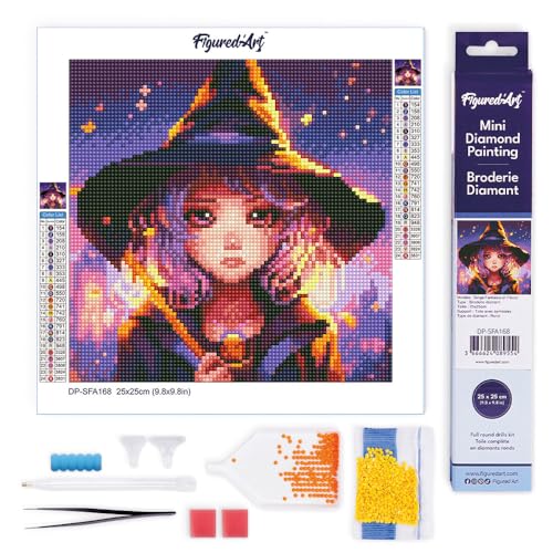 Figured'Art Mini Diamond Painting Erwachsene 25x25cm Ganze Leinwand gerollt Bezaubernde Kleine Hexe 5D Bilder Runde Steine - DIY Set Basteln Figured'Art Mini Diamond Painting Erwachsene 25x25cm Ganze Leinwand gerollt Bezaubernde Kleine Hexe 5D Bilder Runde Steine - DIY Set Basteln von Figured'Art