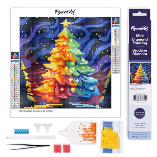 Figured'Art Mini Diamond Painting Erwachsene 25x25cm Ganze Leinwand gerollt Bunter Weihnachtsbaum 5D Bilder Runde Steine - DIY Set Basteln Figured'Art Mini Diamond Painting Erwachsene 25x25cm Ganze Leinwand gerollt Bunter Weihnachtsbaum 5D Bilder Runde Steine - DIY Set Basteln von Figured'Art
