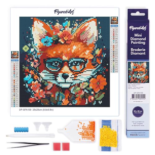 Figured'Art Mini Diamond Painting Erwachsene 25x25cm Ganze Leinwand gerollt Fantasie Fuchs mit Blumen 5D Bilder Runde Steine - DIY Set Basteln Figured'Art Mini Diamond Painting Erwachsene 25x25cm Ganze Leinwand gerollt Fantasie Fuchs mit Blumen 5D Bilder Runde Steine - DIY Set Basteln von Figured'Art